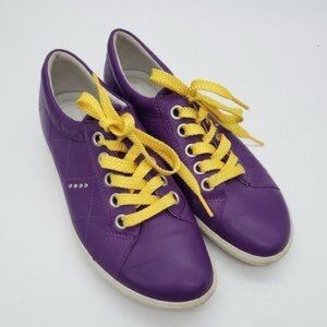 ECCO Street Premiere Purple Leather Golf Sneakers Size 38